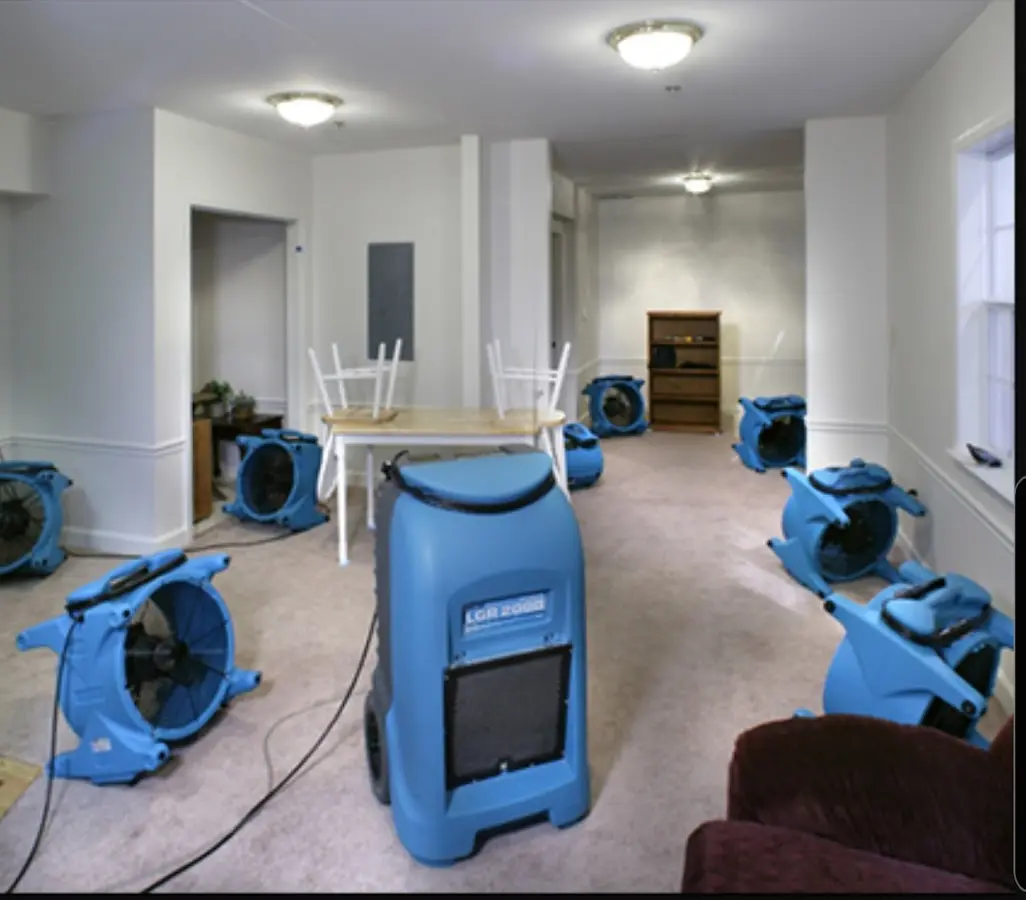 Air movers and dehumidifier setup for Water Extraction & Removal in Sabattus